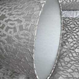 Handmade Silver Drum Lampshade Karma Geo Fabric, Pendant/Table Lamp - thumbnail 3