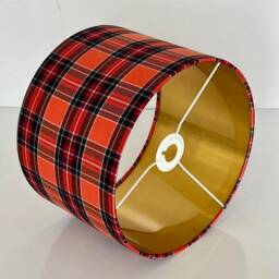 New Luxurious Tartan Fabric Red & Green Combination Lamp Shade Pendant Light With Metallic Lining - thumbnail 3