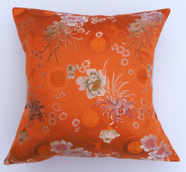 Asian Pillow Cover, Orange Asian Pillow, Throw Pillow Cover, Chinoiserie Decor, Japanese Oriental Chinese Pillow, Asian - image 1