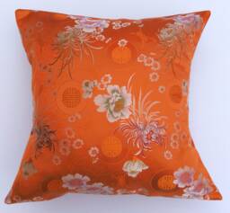 Asian Pillow Cover, Orange Asian Pillow, Throw Pillow Cover, Chinoiserie Decor, Japanese Oriental Chinese Pillow, Asian - thumbnail 1