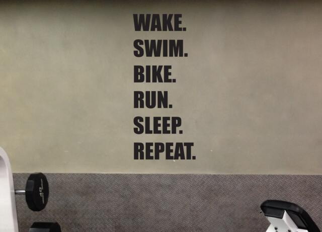 Gym Wall Decal, Wake Swim Bike Run Sleep Repeat Triathlon 55 - image 1