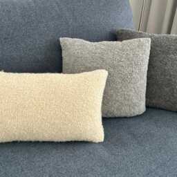Hand Knitted Alpaca Boucle Pillow Cover, Natural Wool Zipper Cushion - thumbnail 2