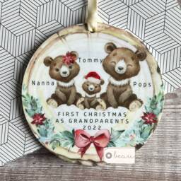 Personalised 1st First Christmas As Grandparents Auntie Uncle Grandma Nanny Baby Bear Design Acrylic Or Ceramic Ornament Keepsake