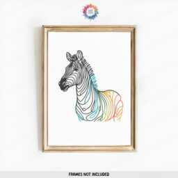 Colourful Zebra Prints - Set Of 3 Posters - Wall Decor Living Room Artwork Modern Print Style Line Drawing Minimalist - thumbnail 3