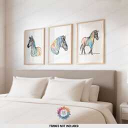 Colourful Zebra Prints - Set Of 3 Posters - Wall Decor Living Room Artwork Modern Print Style Line Drawing Minimalist - thumbnail 2