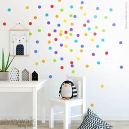 Rainbow Polka Dots Wall Decal, Confetti Colorful Pattern Kids Room Decals, Decor - thumbnail 2