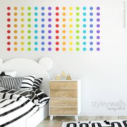 Rainbow Polka Dots Wall Decal, Confetti Colorful Pattern Kids Room Decals, Decor - thumbnail 3