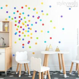 Rainbow Polka Dots Wall Decal, Confetti Colorful Pattern Kids Room Decals, Decor