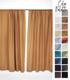 Linen Curtain Panel. Natural Linen Curtain Panel in Green, Blue, Red, Terracotta & More. Rod Pocket