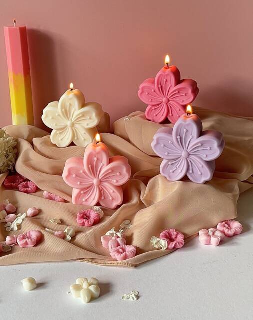 Sakura Cherry Blossom Candle Scented Soy Wax Vegan Candle - image 1