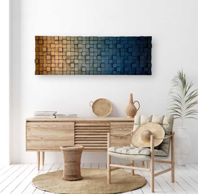 Ombre Wood Wall Art - Reclaimed Pine Sculpture - image 1