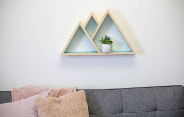 Mountain Shelf, Floating Geometric Shelves, Shelf Decor, Wood White Black Shelves - image 1