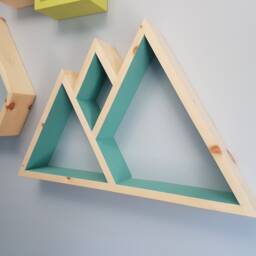 Mountain Shelf, Floating Geometric Shelves, Shelf Decor, Wood White Black Shelves - thumbnail 2