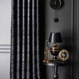 Black Curtain For Living Room & Bedroom, Luxury Diamond Embroidery Custom Size Drape, Cream Beige Gray Options - thumbnail 2