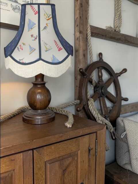 Nautical Blue Anchor & Padstow Fabric Lampshade Handmade For Table & Floor Standard Lamps Bases, Ceiling Pendant Shades - image 1
