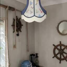 Nautical Blue Anchor & Padstow Fabric Lampshade Handmade For Table & Floor Standard Lamps Bases, Ceiling Pendant Shades - thumbnail 2