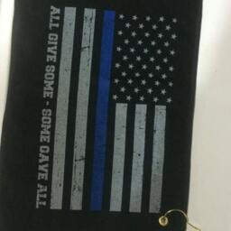 Thin Blue Line Flag Golf, Gym Or Hand Towel Black All Cotton Support Police Law Enforcement - thumbnail 4
