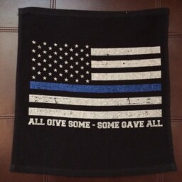 Thin Blue Line Flag Golf, Gym Or Hand Towel Black All Cotton Support Police Law Enforcement - thumbnail 2