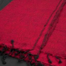 Handwoven Maroon Yak Wool Blanket - Large Himalayan Travel Wrap - thumbnail 4