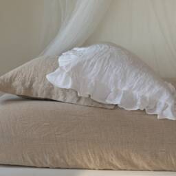 Linen Sheet-Linen Bed Sheets in Natural Color With White Stripes-Linen Bedding - Fitted Sheet-Linen Flat Bed Sheet - thumbnail 2