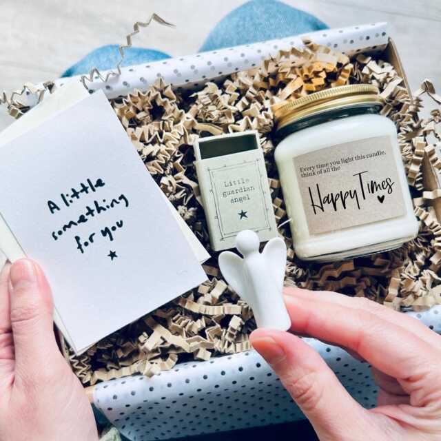 Sympathy Gift Set Soy Candle, Keepsake & Card - Think Of All The Happy Times Remembrance Condolence Bereavement - image 1