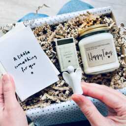 Sympathy Gift Set Soy Candle, Keepsake & Card - Think Of All The Happy Times Remembrance Condolence Bereavement