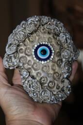Handmade Clay Hamsa Wall Hanging Evil Eye Home Decor - thumbnail 1