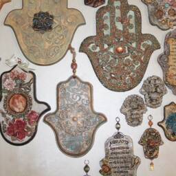 Handmade Clay Hamsa Wall Hanging Evil Eye Home Decor - thumbnail 2