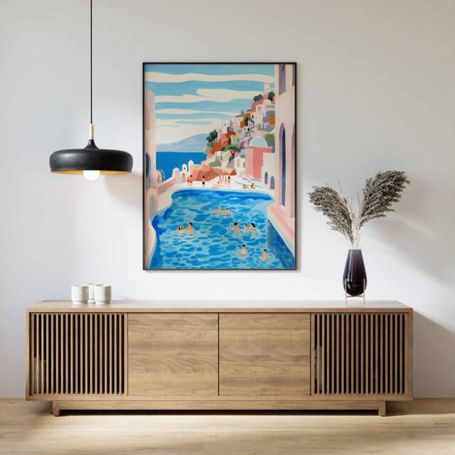 Boho Art, Swimming Pool Poster, Bathroom Wall Rustic Home D??cor, Chic Print, Contemporary Minimalist Art - image 1