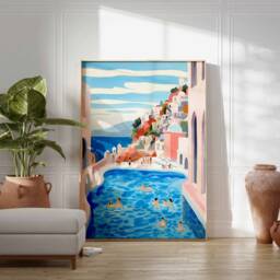 Boho Art, Swimming Pool Poster, Bathroom Wall Rustic Home D??cor, Chic Print, Contemporary Minimalist Art - thumbnail 2