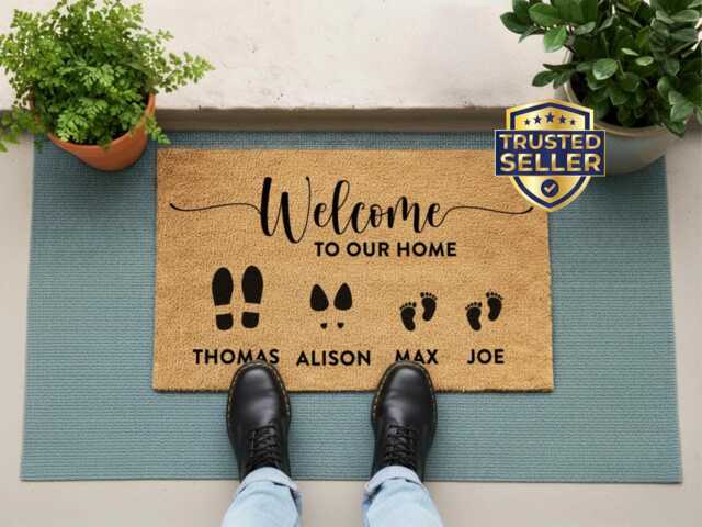 Little Feet, Big Love - Personalized Family Welcome Mat - image 1