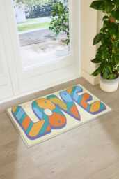 Elizabeth Olwen Love Indoor Outdoor Doormat - Heart Entrance Rug Colourful Home Decor Housewarming Gift 90x60cm
