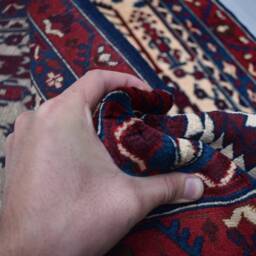 3x10 Beljik Hallway Rug - Handmade Afghan Wool Runner Ivory Red Blue Carpet - thumbnail 4