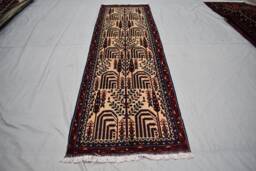 3x10 Beljik Hallway Rug - Handmade Afghan Wool Runner Ivory Red Blue Carpet - thumbnail 1