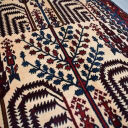 3x10 Beljik Hallway Rug - Handmade Afghan Wool Runner Ivory Red Blue Carpet - thumbnail 3