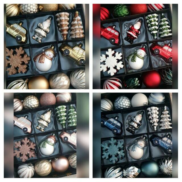 25 Piece Christmas Tree Bauble Decorations Set. Blush Pink Blue Gold, Red & White - image 1