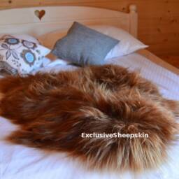 Ginger Icelandic Dyed Genuine Sheepskin Lambskin Sheep Skin Rug Pelt Long Wool Soft Throw, Schaffell, Hygge - thumbnail 2