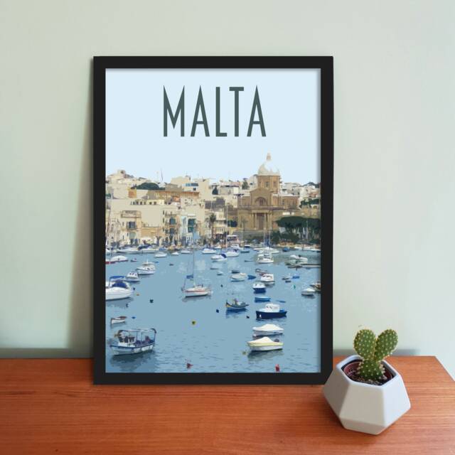 Malta Travel Poster - Retro Style Valletta Art Print - image 1