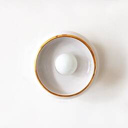 White Ceramic Wall Sconce With Gold Accent - Porcelain Bathroom Lamp - thumbnail 2