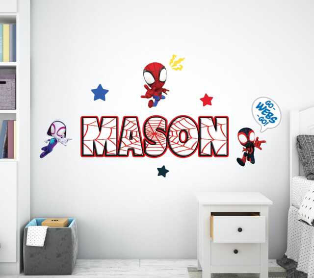 Kids Popular Characters Personalized Name Removable Wall Stickers Decal Home Decor Art Vinyl Mural Sp36 - image 1