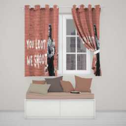 Businessman Holding Money Satirical Brick Wall Graffiti Modern Artistic Home Decor Readymade Eyelet Ring Top Thermal 100% Blackout Curtains - thumbnail 2