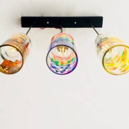 Industrial Light Fixture - Chandelier Ceiling Lamp Made From Colourful Absolut Vodka Bottle For Home, Restaurant & Bar Island - thumbnail 3
