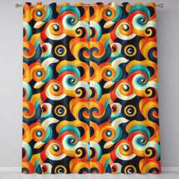 Abstract Modern Fluid Curl Shapes Vibrant Seamless Pattern Readymade Eyelet Ring Top Thermal 100% Blackout Curtains - thumbnail 2