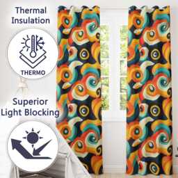 Abstract Modern Fluid Curl Shapes Vibrant Seamless Pattern Readymade Eyelet Ring Top Thermal 100% Blackout Curtains - thumbnail 3