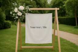 Wedding Welcome Sign, 100% Linen, Personalized Party Decorations, Canvas Fabrics For Your Banner - thumbnail 1