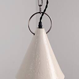 White Ceramic Pendant Light Kitchen Island Lighting Handmade Cone Lamp Modern Farmhouse Decor - thumbnail 3