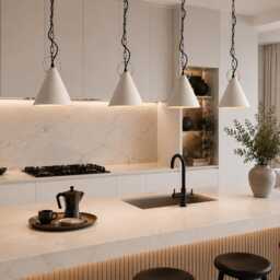 White Ceramic Pendant Light Kitchen Island Lighting Handmade Cone Lamp Modern Farmhouse Decor - thumbnail 2