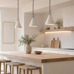White Ceramic Pendant Light Kitchen Island Lighting Handmade Cone Lamp Modern Farmhouse Decor - thumbnail 3