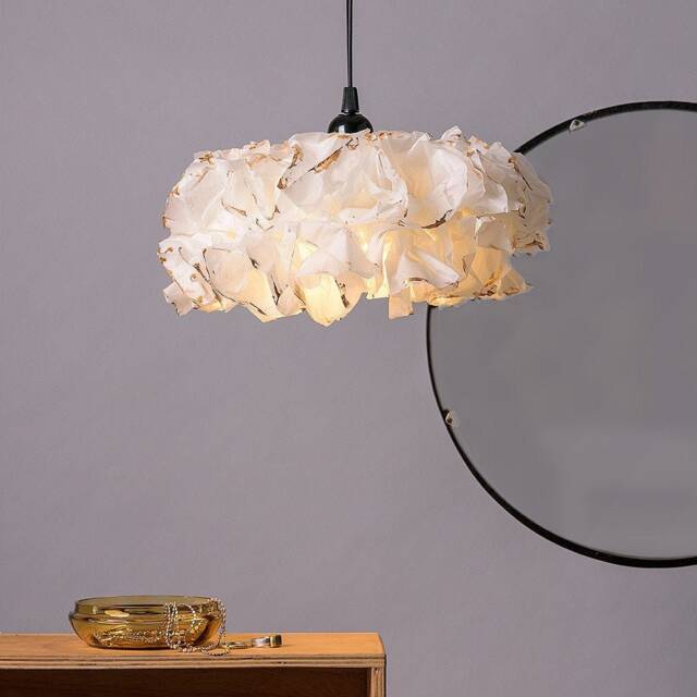 xl Handmade Paper Pendant Lamp Boho Gold Accent Light Fixture - image 1
