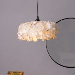 xl Handmade Paper Pendant Lamp Boho Gold Accent Light Fixture - thumbnail 2